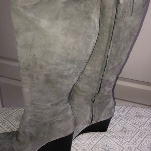 Cole Haan grey suede wedge boot